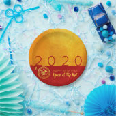Red Gold Chinese Rat Papier-Schnitt 2020 Party PP Pappteller (Party)