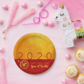 Red Gold Chinese Rat Papier-Schnitt 2020 Party PP Pappteller (Party)