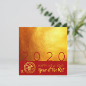 Red Gold Chinese Rat Papier-Schnitt 2020 Party SC Einladung (Stehend Vorderseite)