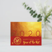 Red Gold Chinese Rat Papier-Schnitt 2020 Postkarte (Stehend Vorderseite)