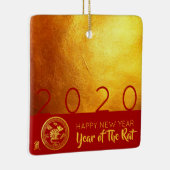 Red Gold Chinese Rat Papier-Schnitt 2020 SqCO Keramikornament (Rechts)