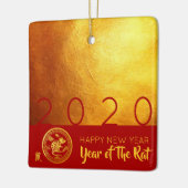 Red Gold Chinese Rat Papier-Schnitt 2020 SqCO Keramikornament (Links)