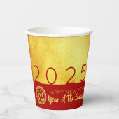 Red Gold Chinese Snake Papier-Schnitt 2025 PC Pappbecher (Vorderseite)