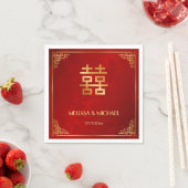 Red Gold Chinese Wedding Custom Serviette (Beispiel)