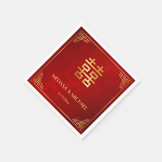   Red  Gold Chinese Wedding Custom  Serviette (Ecke)