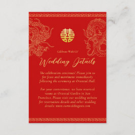 Red gold Chinese wedding details dragon phoenix Begleitkarte
