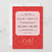 Red Gold Chinese Wedding Invitation Einladung (Rückseite)