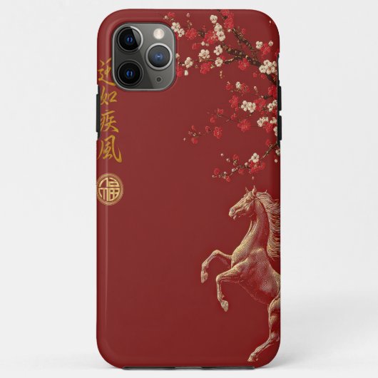 Red & Gold Chinese Zodiac Year of the Horse Case-Mate iPhone Hülle (Rückseite)