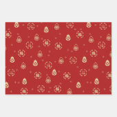 Red Gold Chinesisch Neujahr Fu 福 gutes Glück Geschenkpapier Set (Vorderseite)