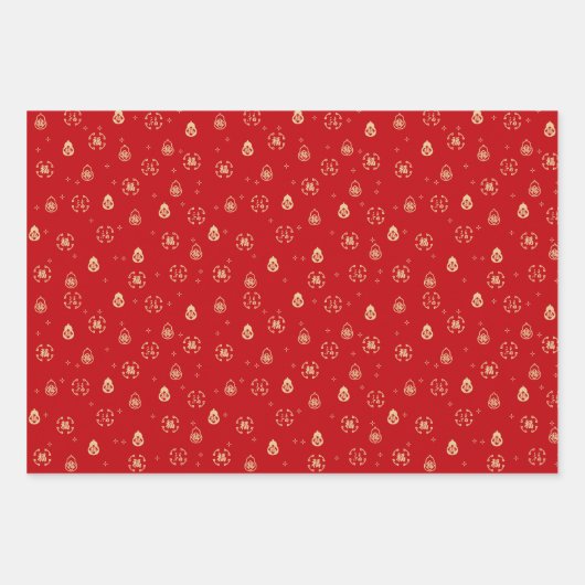 Red Gold Chinesisch Neujahr Fu 福 gutes Glücksgesch Geschenkpapier Set (Vorderseite 2)