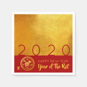Red Gold Chinesisch Rattenpapier 2020 Party PN Serviette