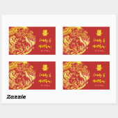 Red gold Chinesischer Drache und Phoenix Logo Hoch Rechteckiger Aufkleber (Blatt)