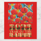 Red Gold Chinesisches Kaninchen Neues Jahr Weinetikett (Einzelnes Label)