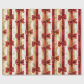 Red Gold Christmas Bows Geschenkpapier (Flach)