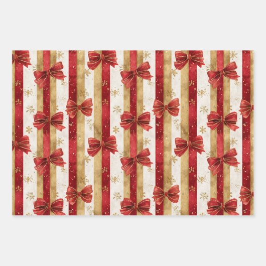 Red Gold Christmas Bows  Geschenkpapier Set (Vorderseite 2)