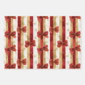Red Gold Christmas Bows Geschenkpapier Set (Vorderseite)