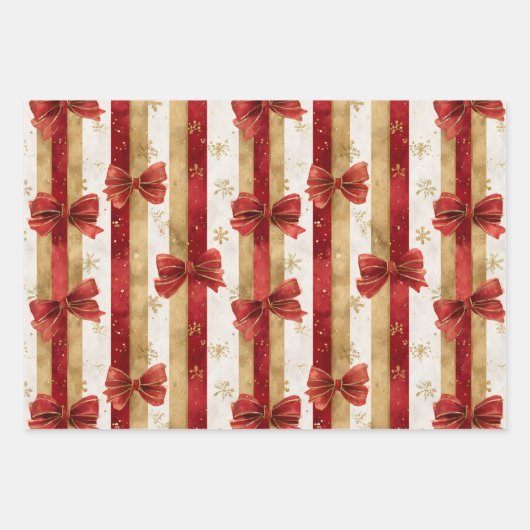 Red Gold Christmas Bows  Geschenkpapier Set (Vorderseite)