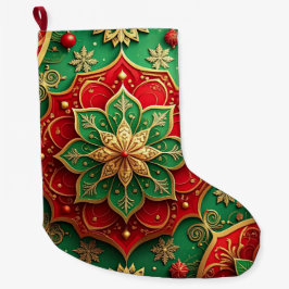 Red Gold Christmas Holiday Stocking Großer Weihnachtsstrumpf