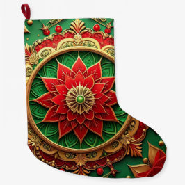 Red Gold Christmas Holiday Stocking Großer Weihnachtsstrumpf