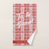 Red Gold Christmas Kariert Pattern#2 ID1009 Badhandtuch Set (Handtuch)