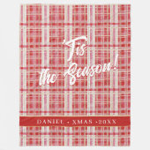 Red Gold Christmas Kariert Pattern#2 ID1009 Fleecedecke (Vorderseite)