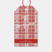 Red Gold Christmas Kariert Pattern#2 ID1009 Geschenkanhänger (Vorderseite)