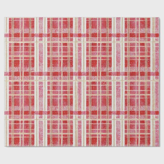 Red Gold Christmas Kariert Pattern#2 ID1009 Geschenkpapier (Flach)