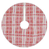 Red Gold Christmas Kariert Pattern#2 ID1009 Polyester Weihnachtsbaumdecke (Vorderseite)