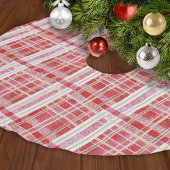 Red Gold Christmas Kariert Pattern#2 ID1009 Polyester Weihnachtsbaumdecke