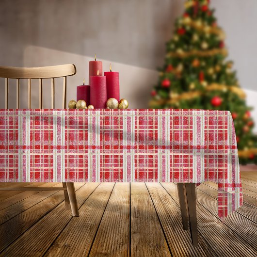 Red Gold Christmas Kariert Pattern#2 ID1009 Tischdecke