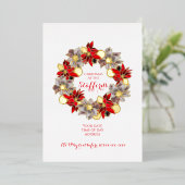 Red & Gold Christmas Poinsettia Wreath Foil Invita Folieneinladung (Stehend vorne)