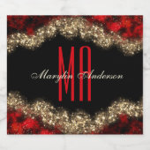 RED & GOLD CHRISTMAS SHIMMER CUSTOM MONOGRAMM ALKOHOLFLASCHENETIKETT (Einzelnes Label)