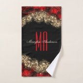 RED & GOLD CHRISTMAS SHIMMER CUSTOM MONOGRAMM BADHANDTUCH SET (Handtuch)
