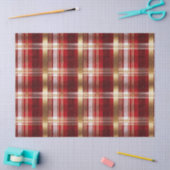 Red Gold Christmas Tartan Pattern#7 ID1009 Seidenpapier (Basteln)