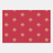 Red Gold Christmas Tree Snowflake Wavy Lines Geschenkpapier Set (Vorderseite 3)