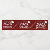 Red Gold Class of 2024 School Senior Abschluss Wasserflaschenetikett (Einzelnes Label)