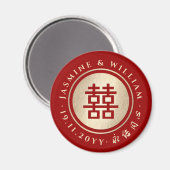 Red Gold Classic Circle Double Xi Chinesische Hoch Magnet (Vorderseite/Rückseite)