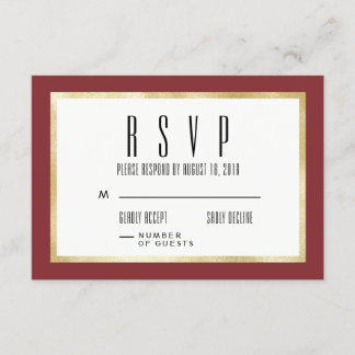 Red + Gold Classic Wedding Einladung RSVP Card