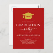 Red Gold Color Option 2023 Graduation Party Postkarte (Vorne/Hinten)