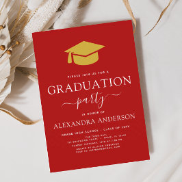 Red Gold Color Option 2024 Graduation Party Einladung