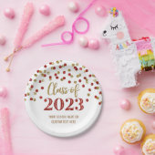 Red Gold Confetti Abschluss 2023 Pappteller (Party)