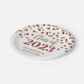 Red Gold Confetti Abschluss 2023 Pappteller (Schrägansicht)