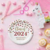 Red Gold Confetti Abschluss 2024 Pappteller (Party)