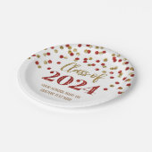 Red Gold Confetti Abschluss 2024 Pappteller (Schrägansicht)