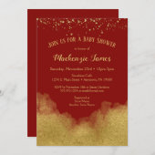 Red Gold Confetti Baby Dusche Einladung neutral (Vorne/Hinten)