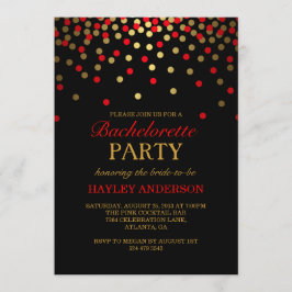 Red & Gold Confetti Bachelorette Einladung