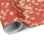 Red Gold Confetti Brautparty Geschenkpapier (Rolleneckpunkt)
