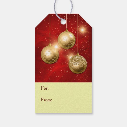 Red Gold Confetti Christmas Bulbs Geschenkanhänger (Rückseite)