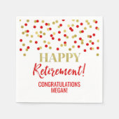 Red Gold Confetti Happy Retirement Serviette (Vorderseite)