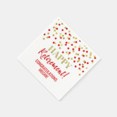 Red Gold Confetti Happy Retirement Serviette (Ecke)